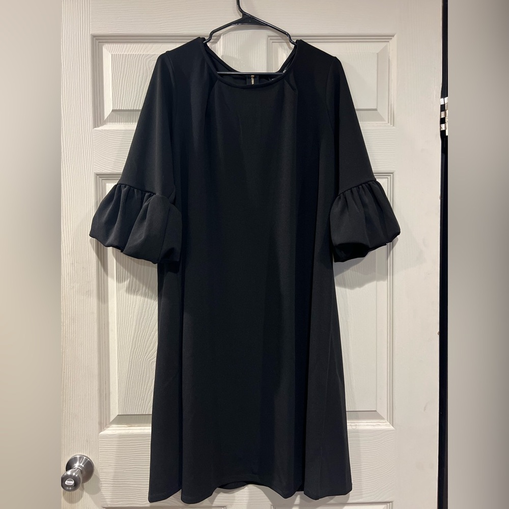 Nina Leonard Black Long Sleeve Dress